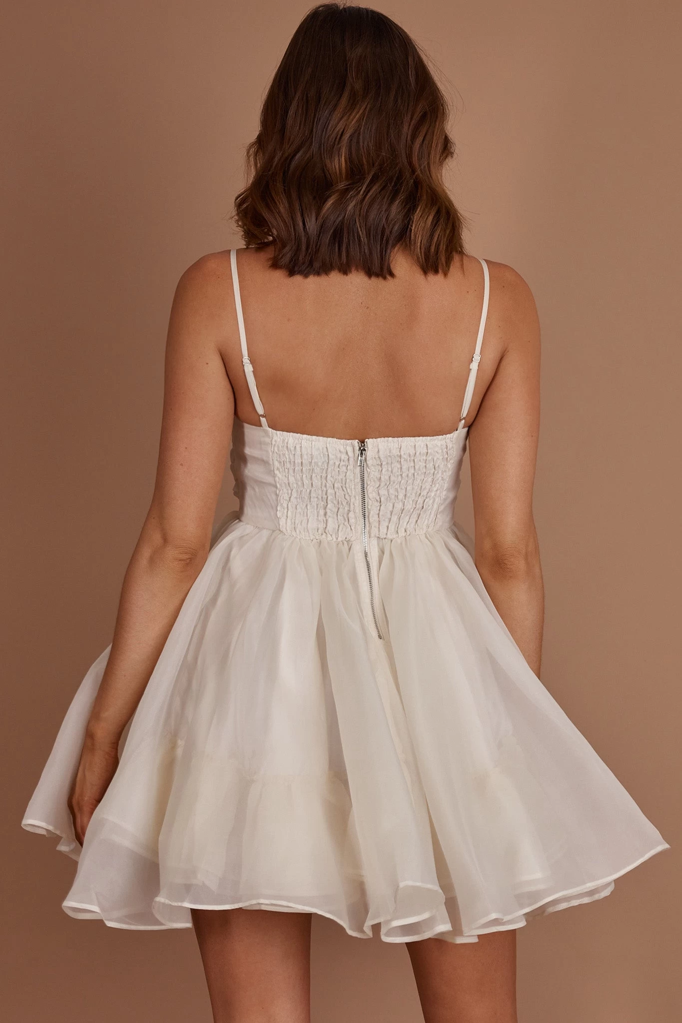 Elyse Pleated Bodice Party Dress Cream - Image 10