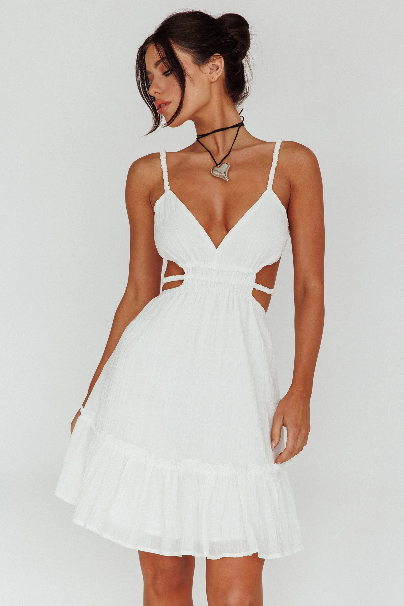 High Flier Open Back Mini Dress White - Image 3