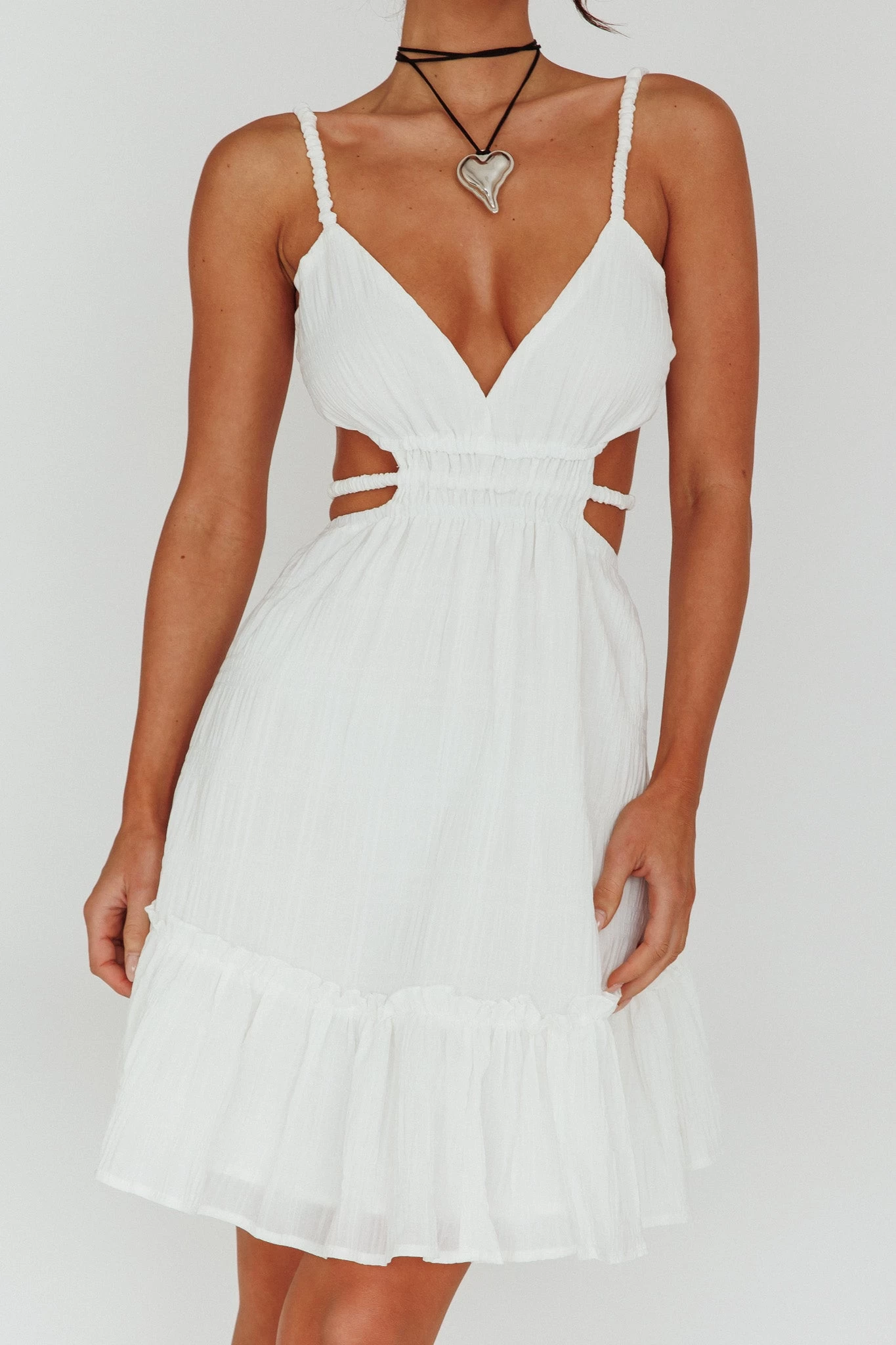 High Flier Open Back Mini Dress White - Image 4