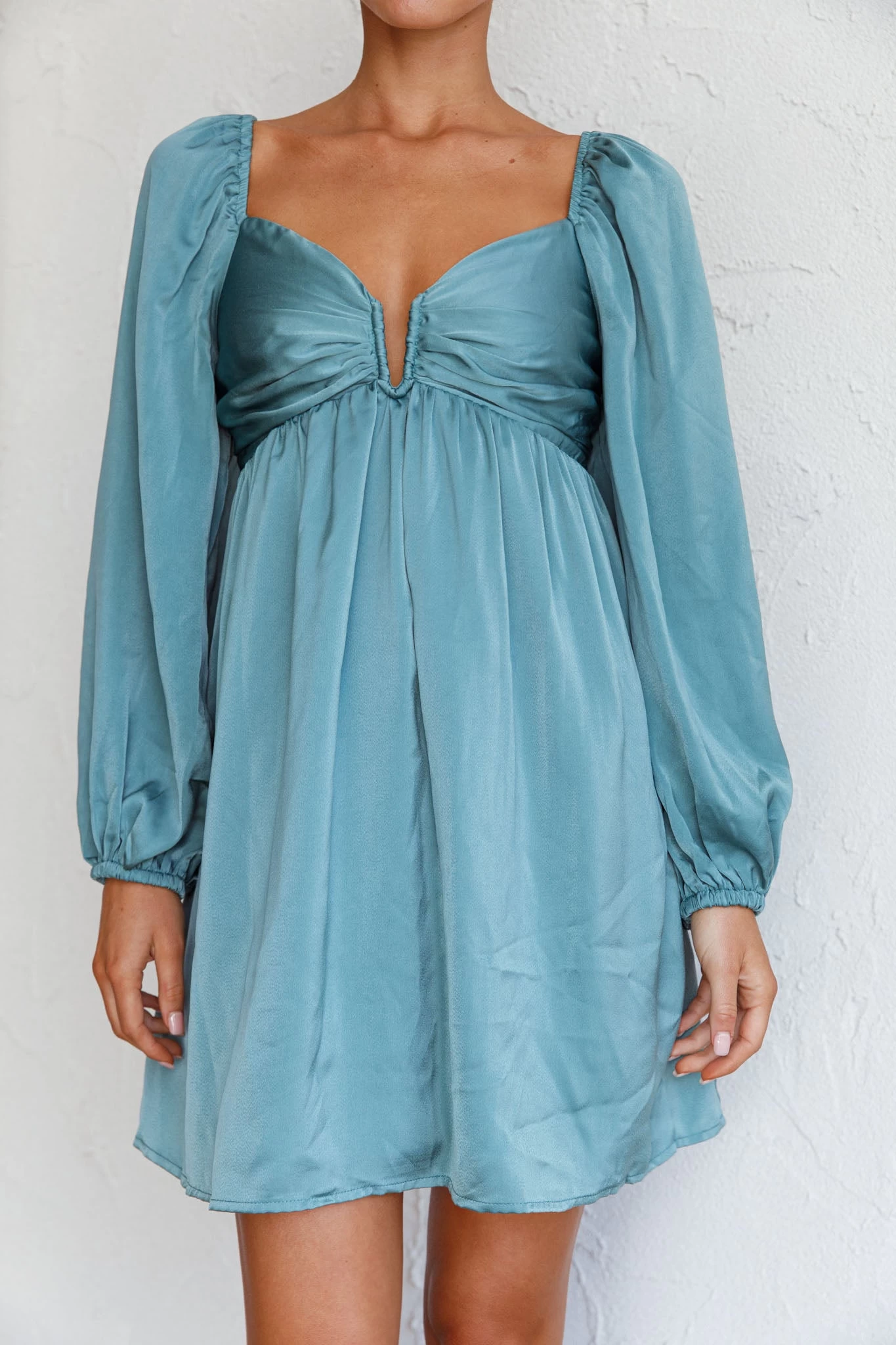 Tansy Long Sleeve Babydoll Dress Teal - Image 5