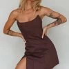 Luann Scoop Neckline Strapless Mini Dress Brown