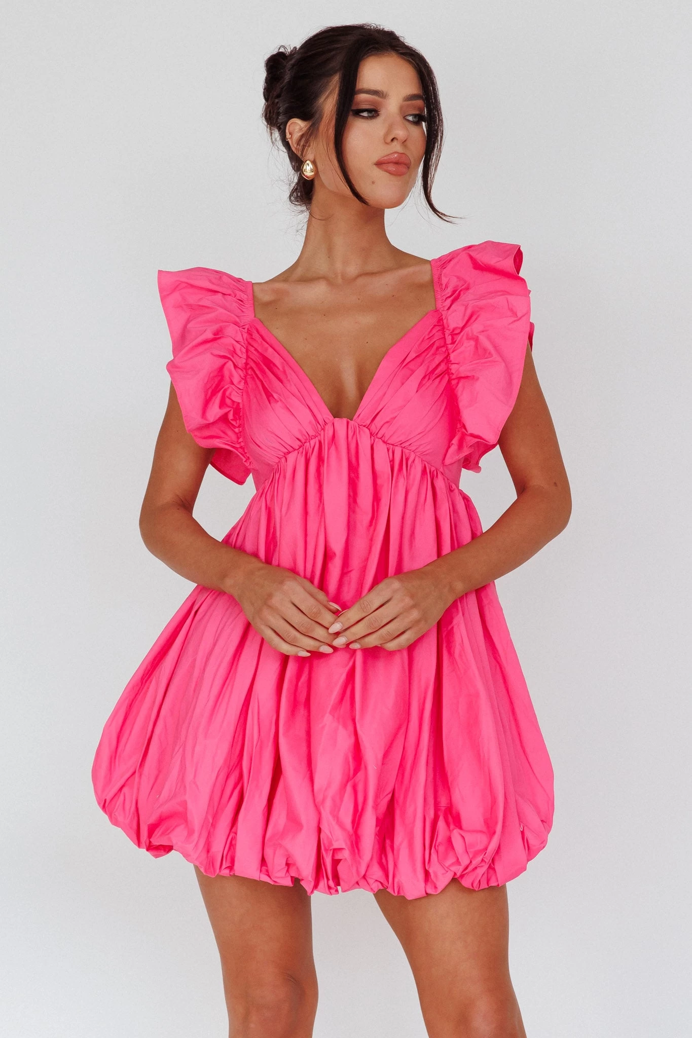 Horoscope Bubble Hem Mini Dress Pink - Image 3