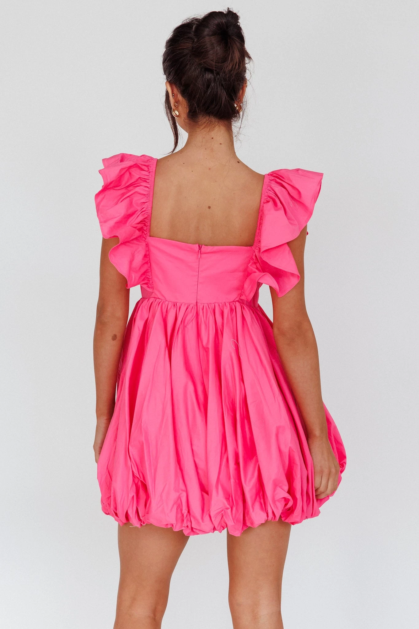 Horoscope Bubble Hem Mini Dress Pink - Image 2