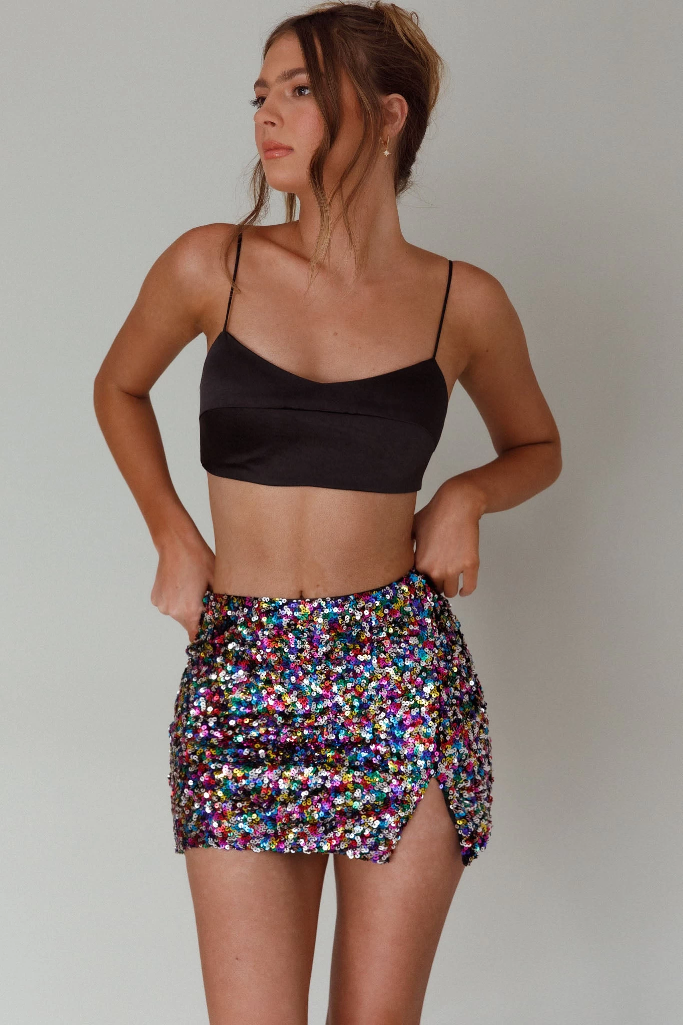 La Nuit Sequin Mini Skirt Multi - Image 6