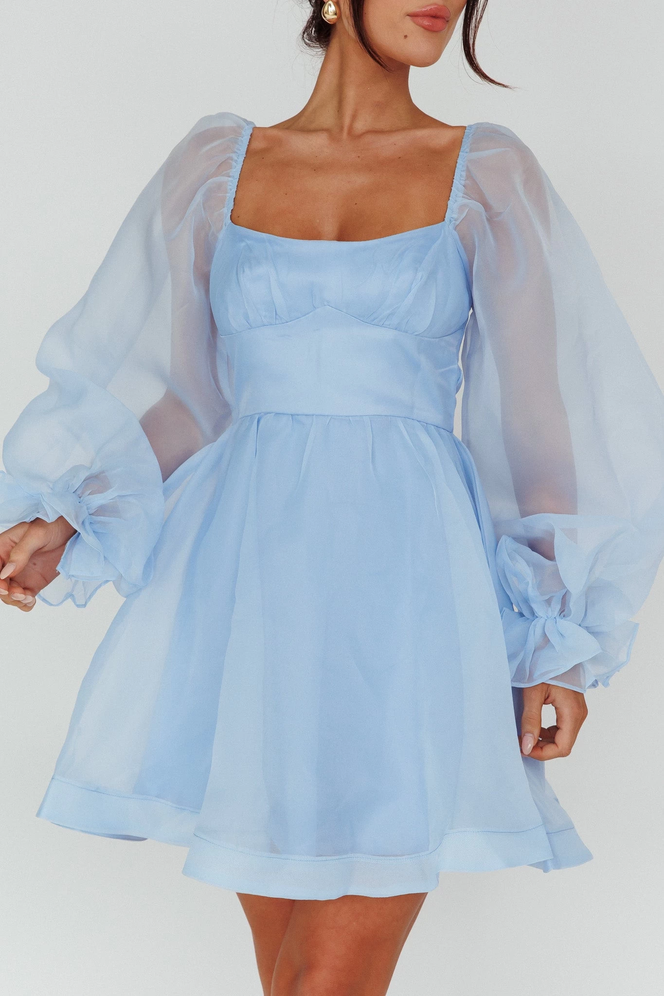 I've Got Sunshine Long Sleeve Mini Dress Light Blue - Image 4