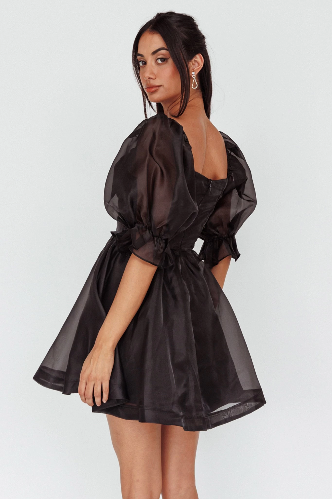 I've Got Sunshine Puff Sleeve Mini Dress Black - Image 2