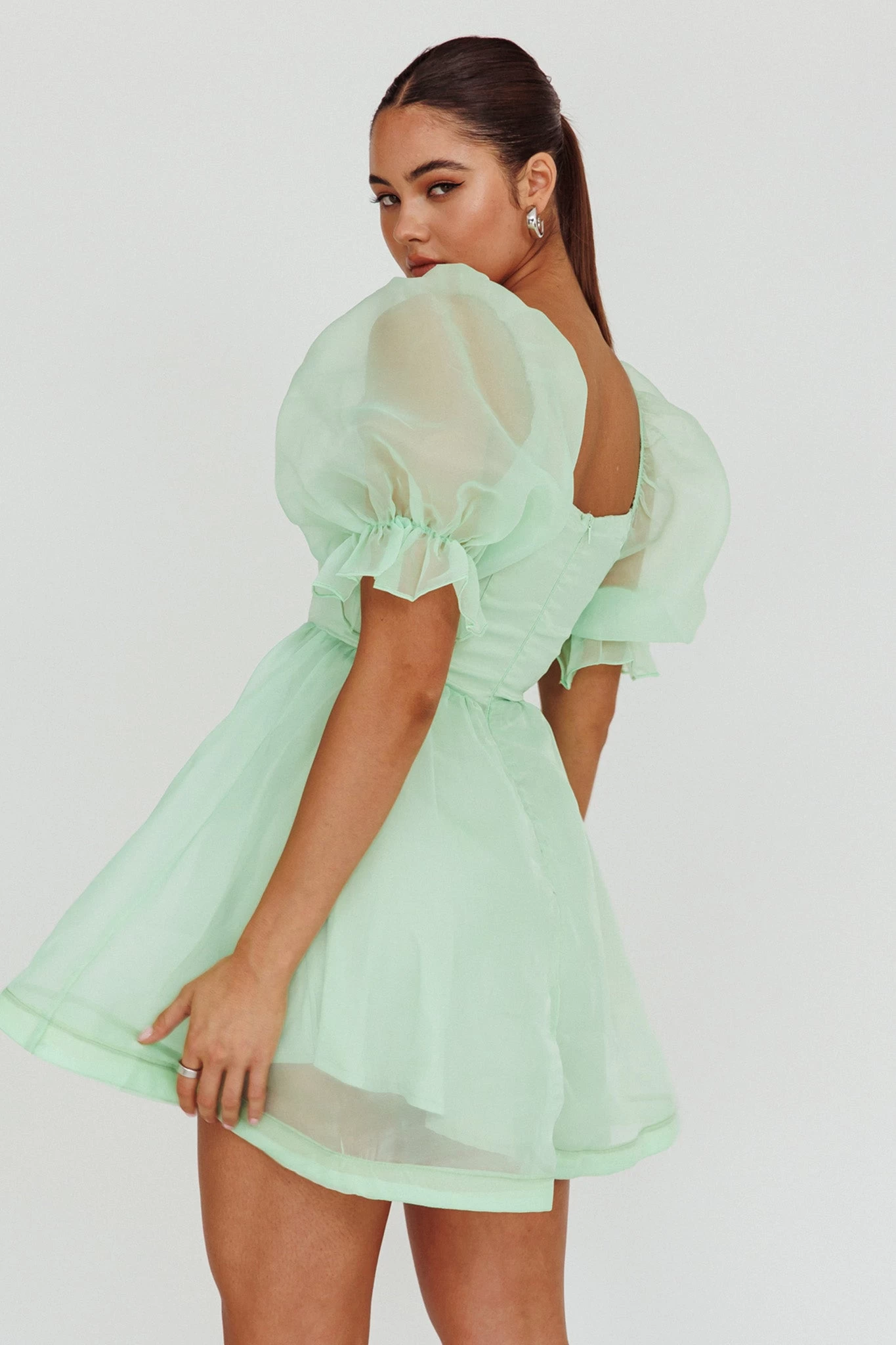 I've Got Sunshine Puff Sleeve Mini Dress Mint - Image 3