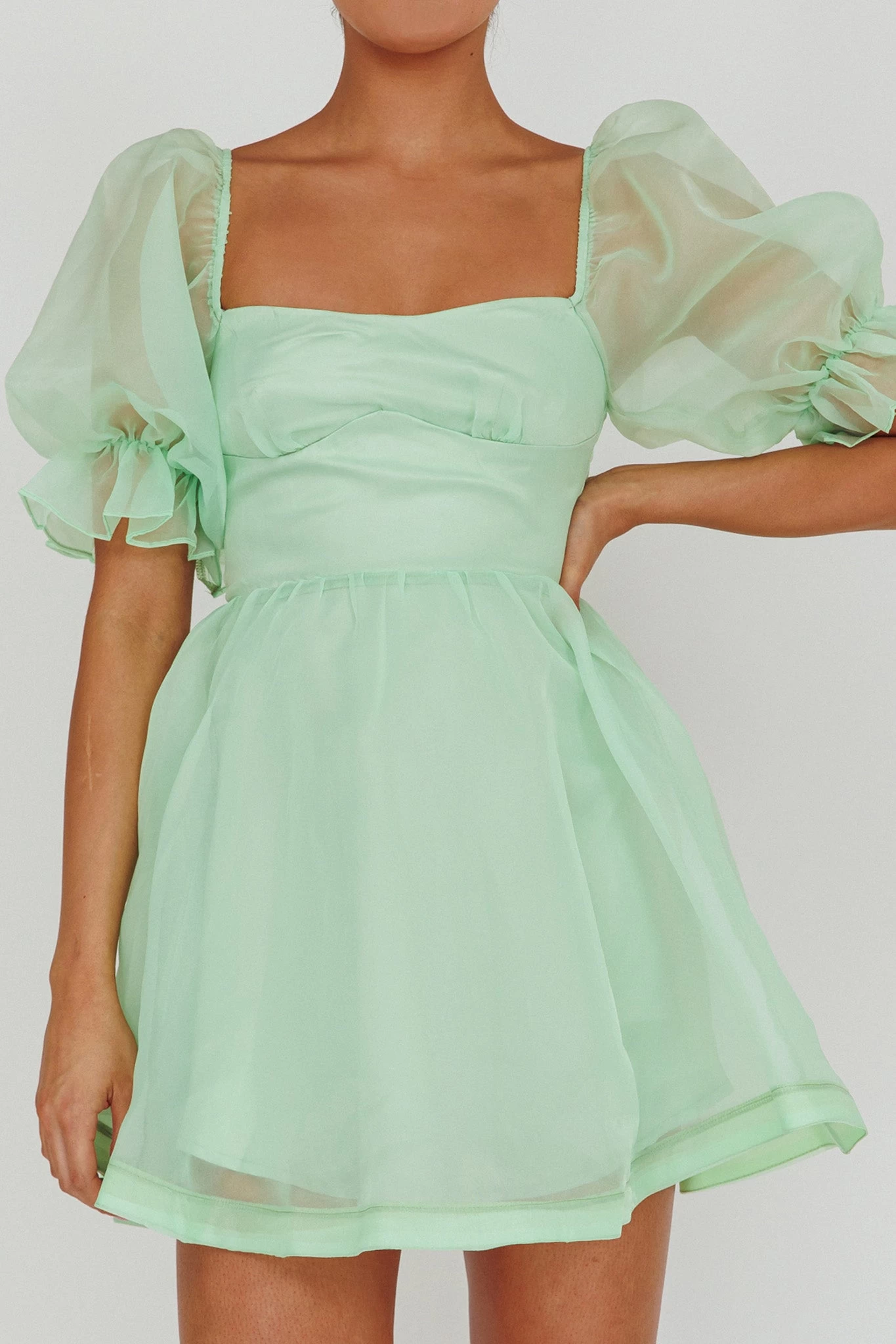 I've Got Sunshine Puff Sleeve Mini Dress Mint - Image 4