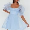 I've Got Sunshine Puff Sleeve Mini Dress Sky Blue