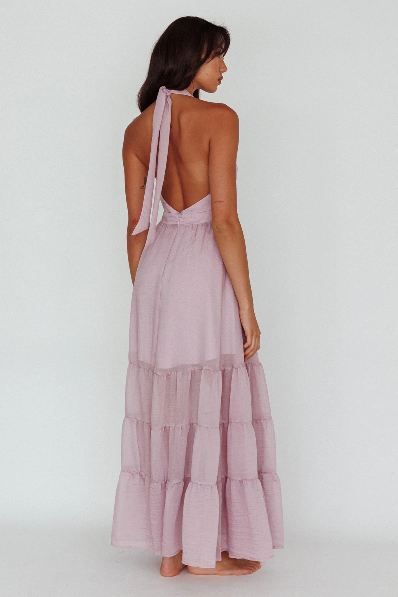 Jalisco Sun Halterneck Maxi Dress Lilac - Image 2