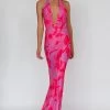 Mayah Halterneck Maxi Dress Printed Hot Pink