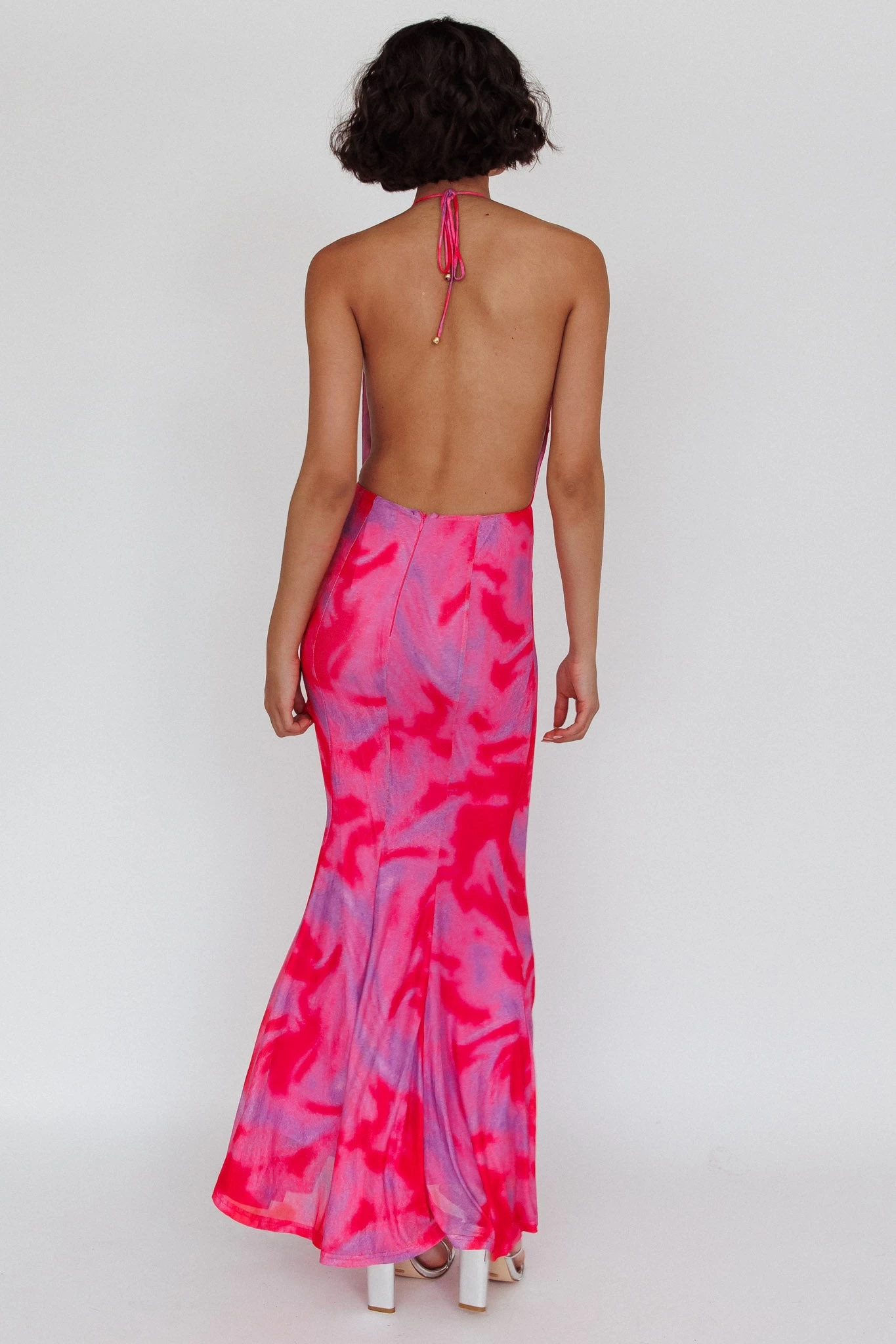 Mayah Halterneck Maxi Dress Printed Hot Pink - Image 2