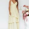 New Vibes Layered Hem Maxi Dress Lemon