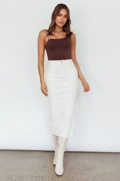Thalia Pocket Midi Skirt White