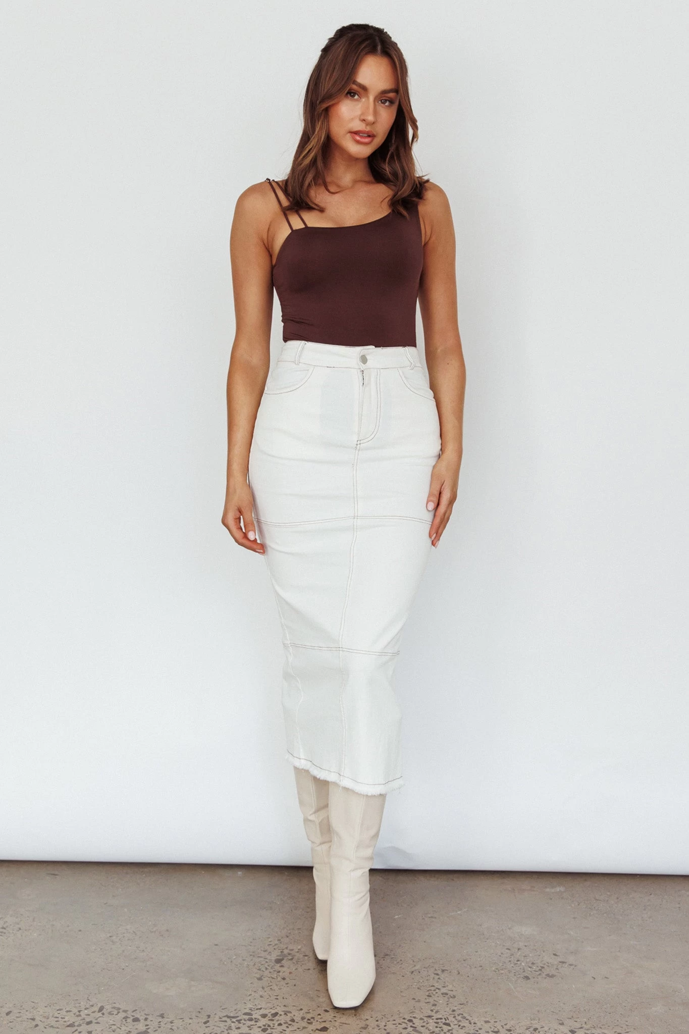 Thalia Pocket Midi Skirt White - Image 3
