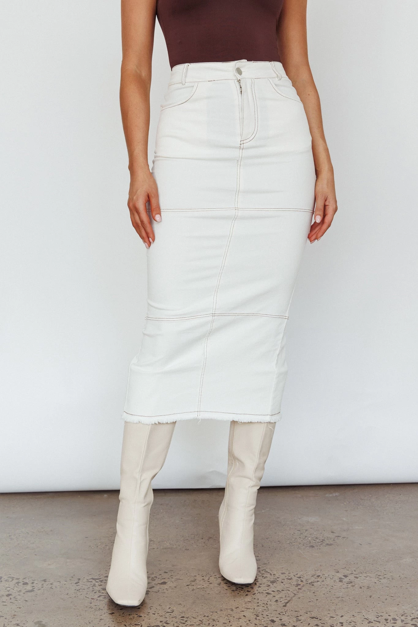 Thalia Pocket Midi Skirt White - Image 4