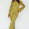 Hyland Open Back Crochet Maxi Dress Olive