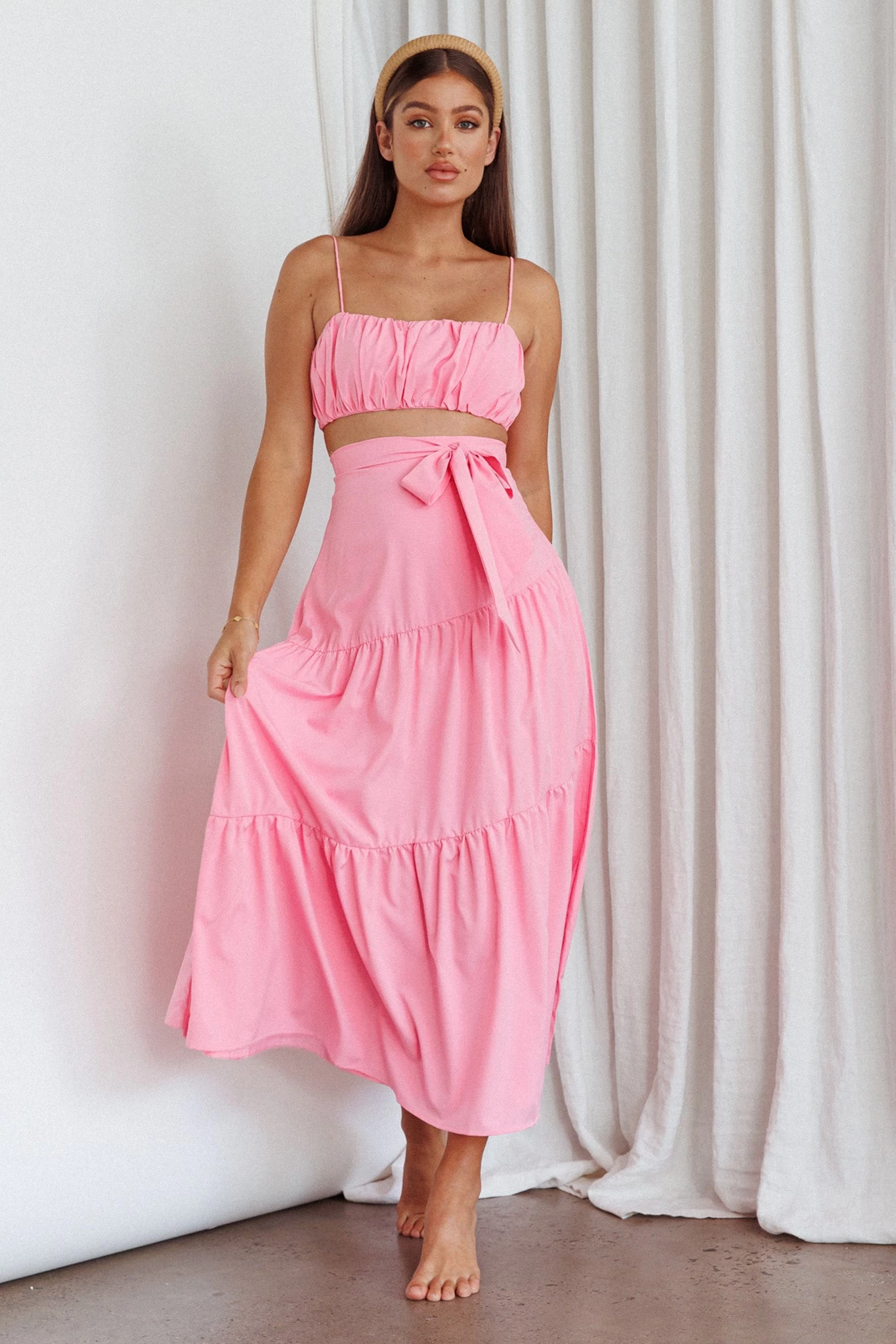 Bondi Waist Tie Maxi Skirt Pink - Image 2