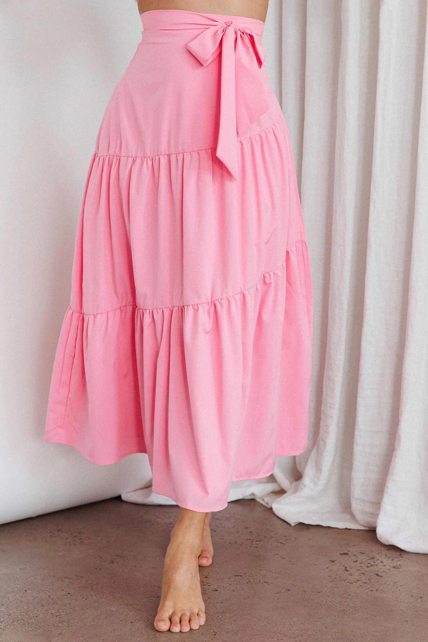 Bondi Waist Tie Maxi Skirt Pink - Image 4