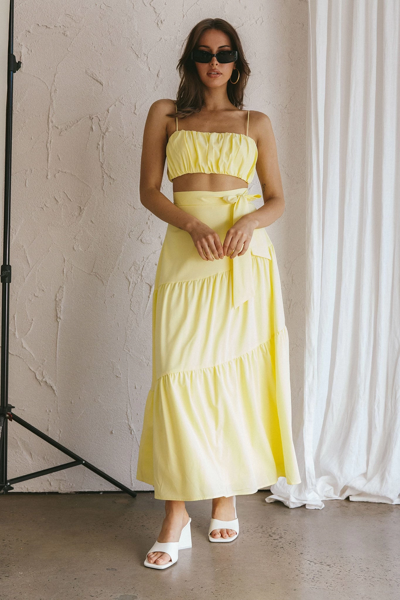 Bondi Waist Tie Maxi Skirt Lemon - Image 8