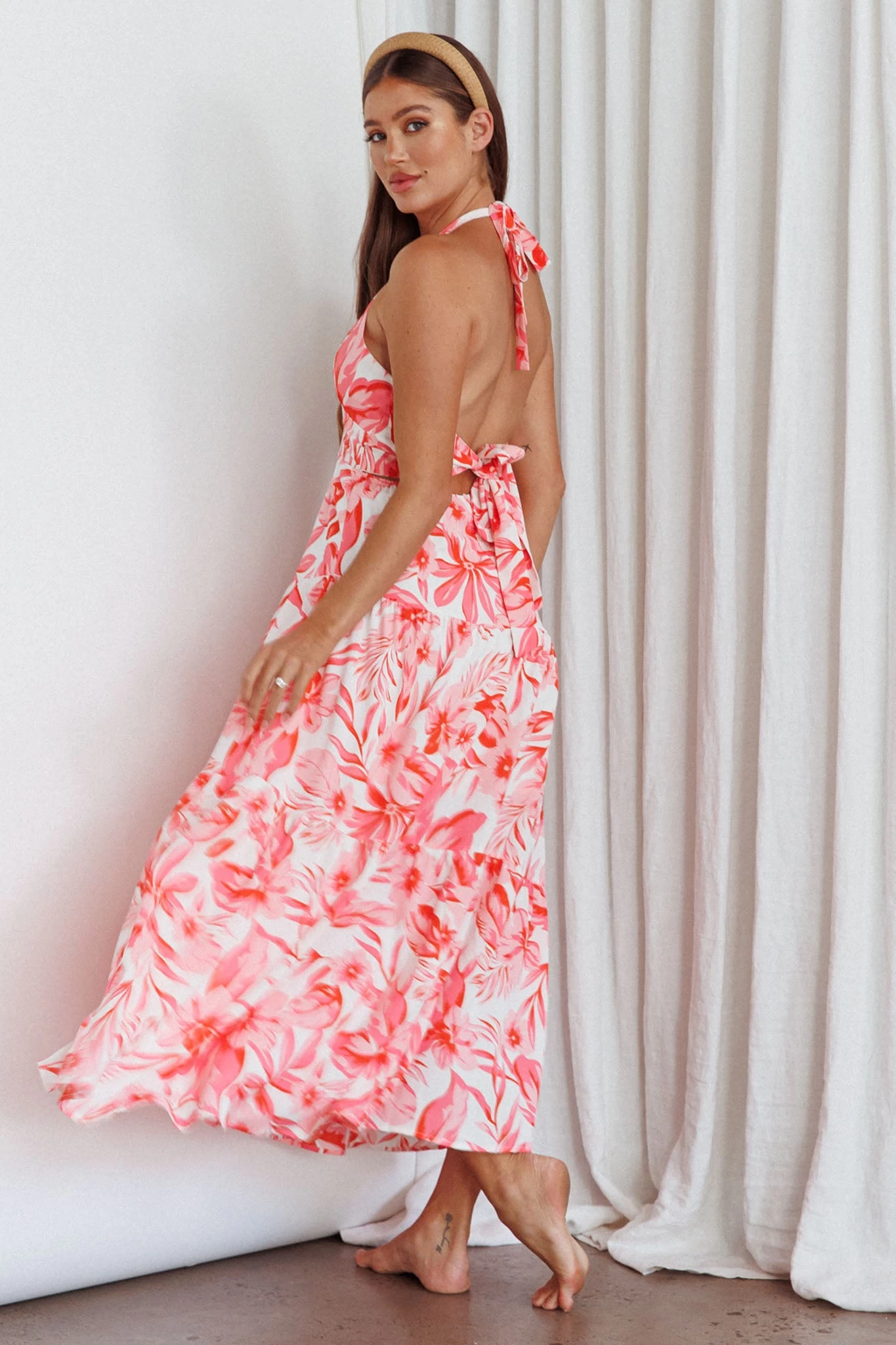 Bondi Keyhole Bust Maxi Dress Floral Pink - Image 2