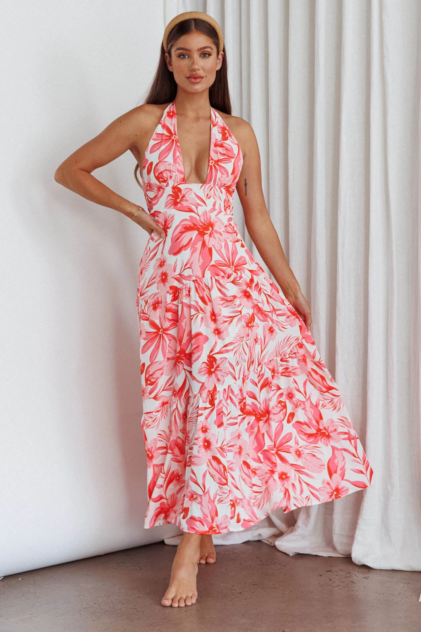 Bondi Keyhole Bust Maxi Dress Floral Pink - Image 4