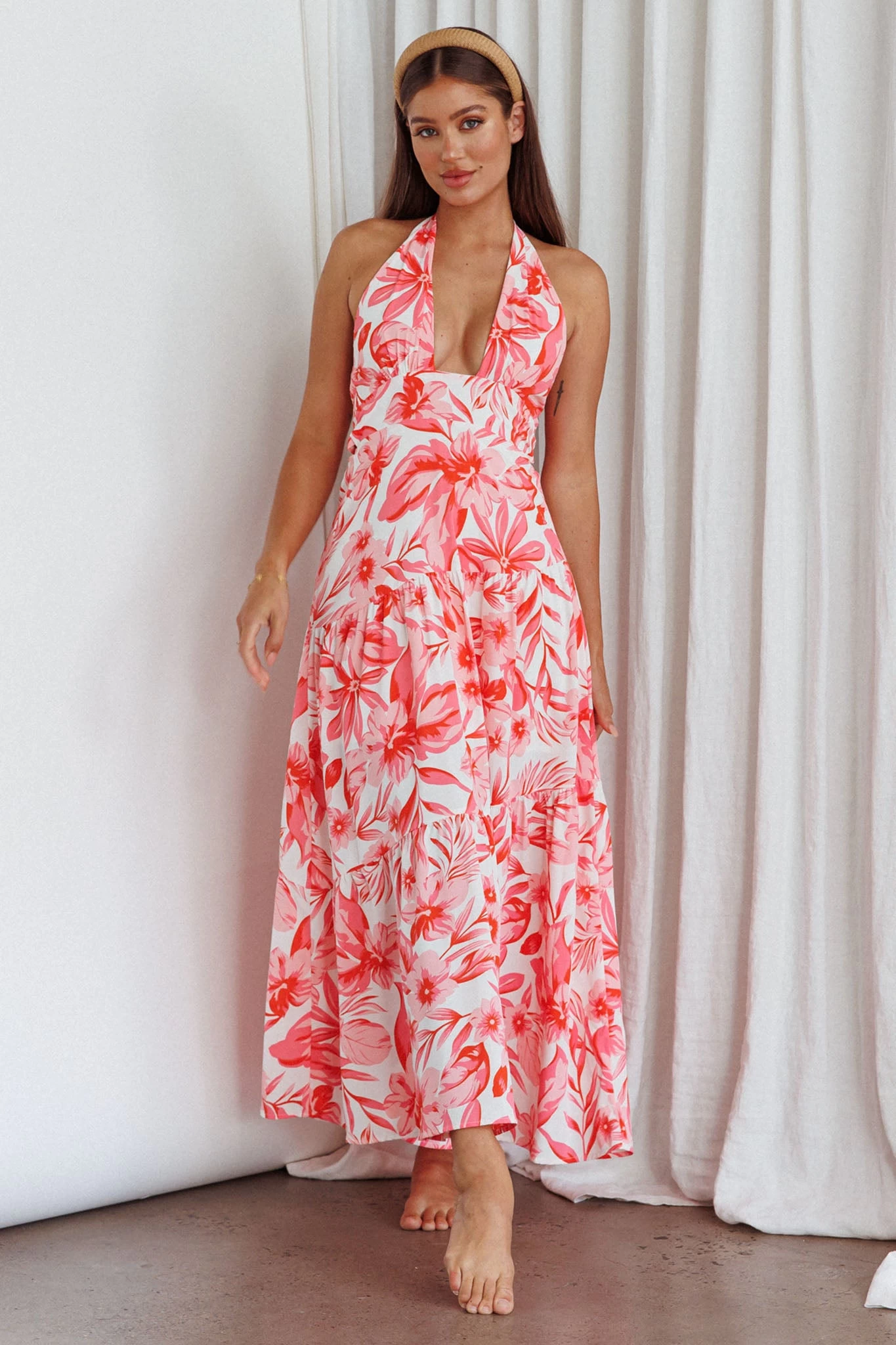 Bondi Keyhole Bust Maxi Dress Floral Pink - Image 5