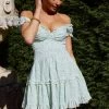 Run The World Off-Shoulder Mini Dress Floral Green