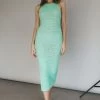 Soul Sister Tied Back Crochet Midi Dress Green