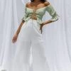 La Romana High Waisted Wide Leg Pants White