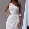One And Only One-Shoulder Wrap Dress White