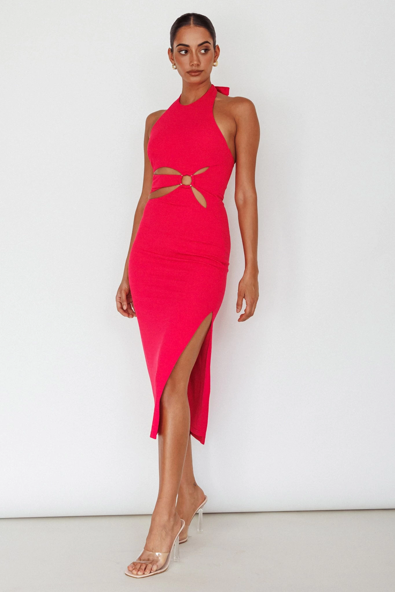 Crystal Skies Cut-Out Feature Midi Dress Fuchsia - Image 3