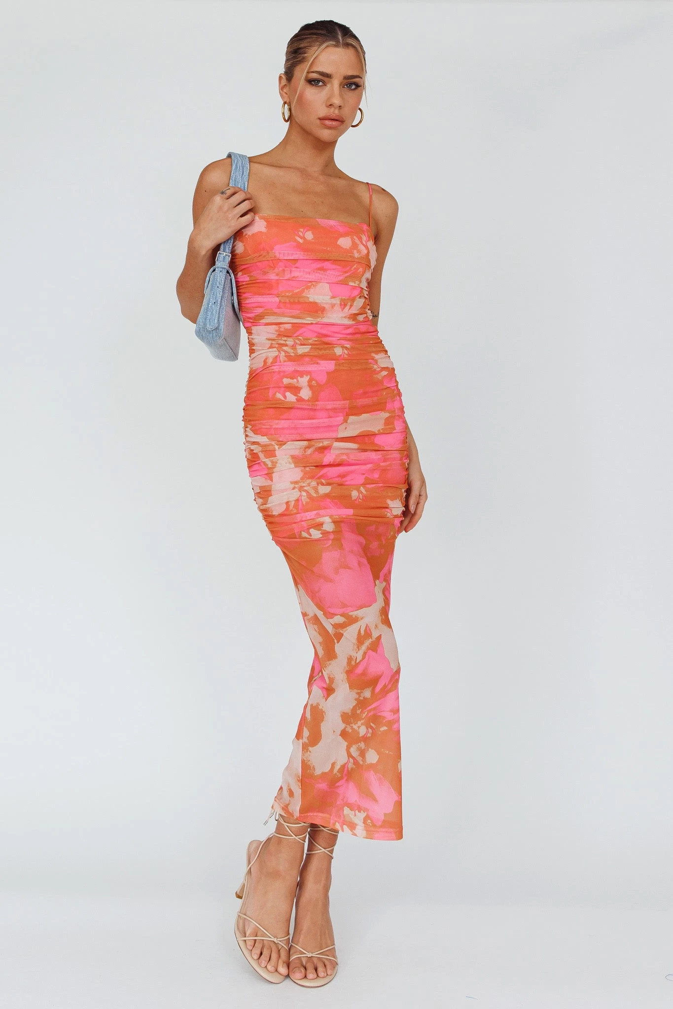 Logan Cami Strap Midi Dress Floral Pink - Image 3