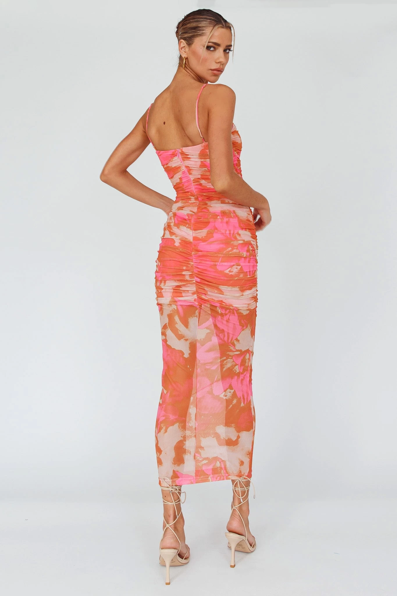 Logan Cami Strap Midi Dress Floral Pink - Image 2