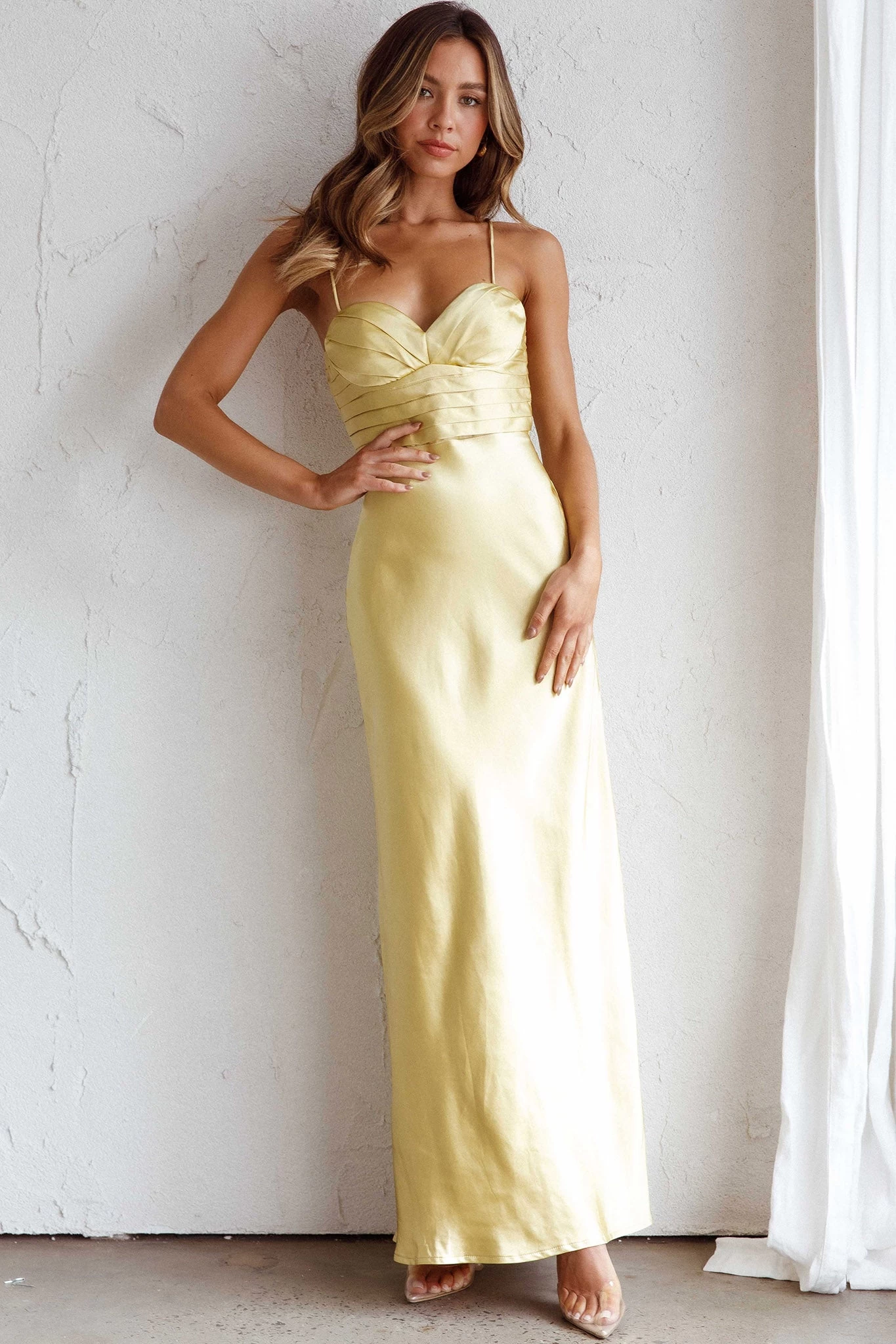 Azara Pintuck Bodice Maxi Dress Yellow - Image 4