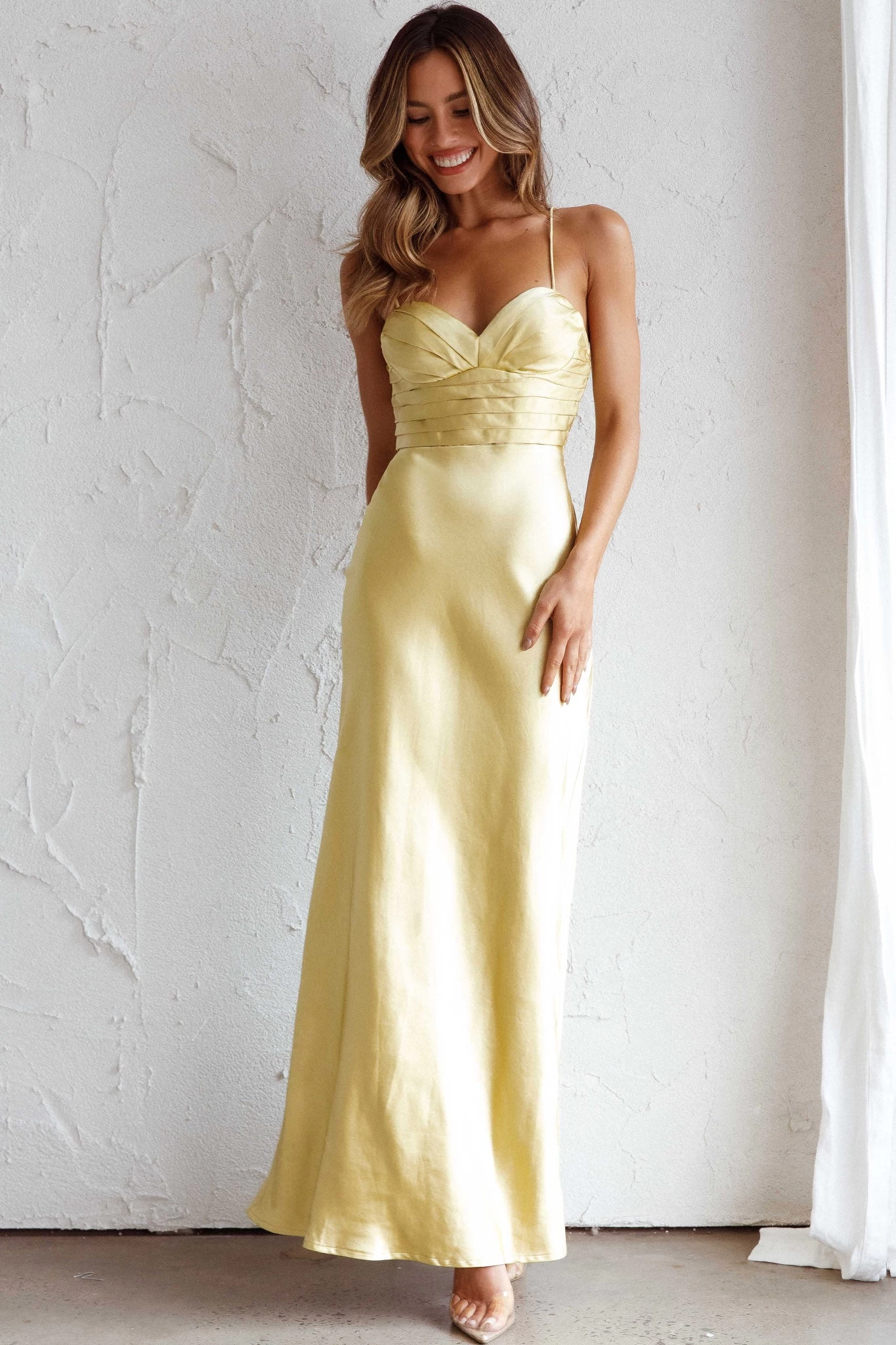 Azara Pintuck Bodice Maxi Dress Yellow - Image 5