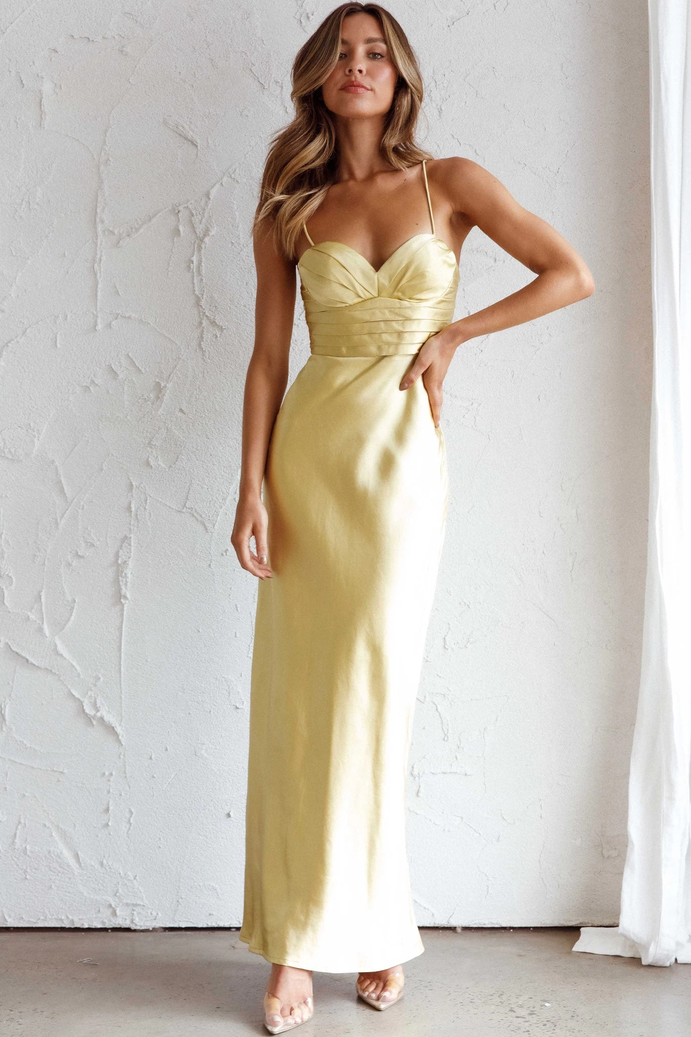 Azara Pintuck Bodice Maxi Dress Yellow - Image 6