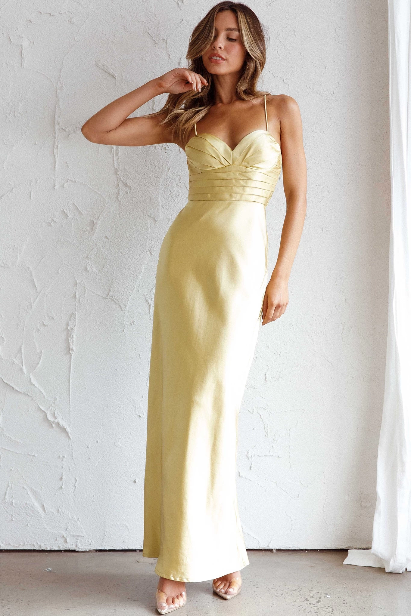 Azara Pintuck Bodice Maxi Dress Yellow - Image 7