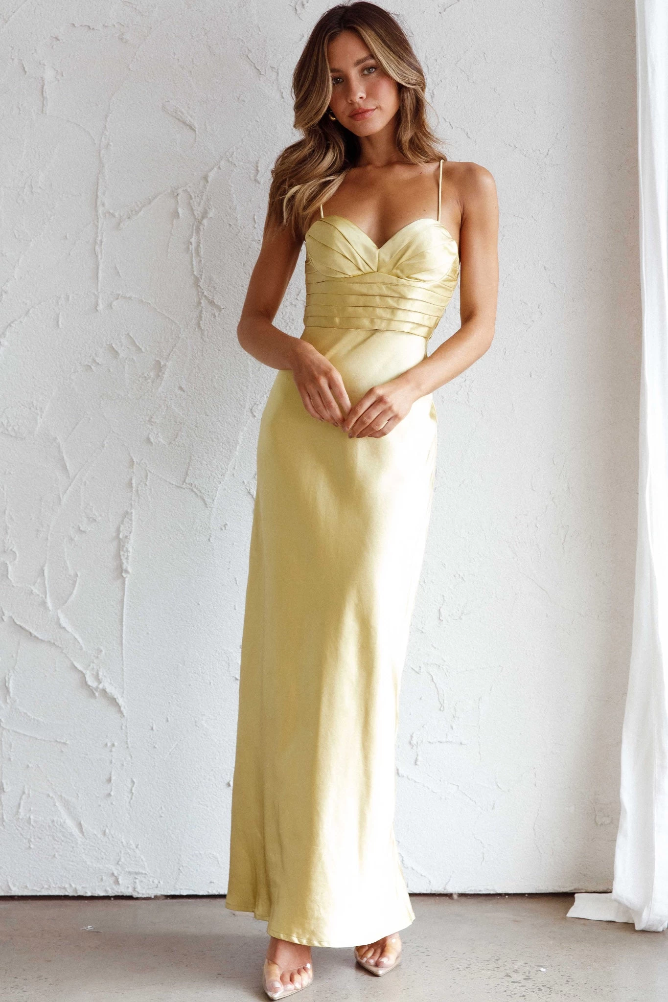 Azara Pintuck Bodice Maxi Dress Yellow - Image 8