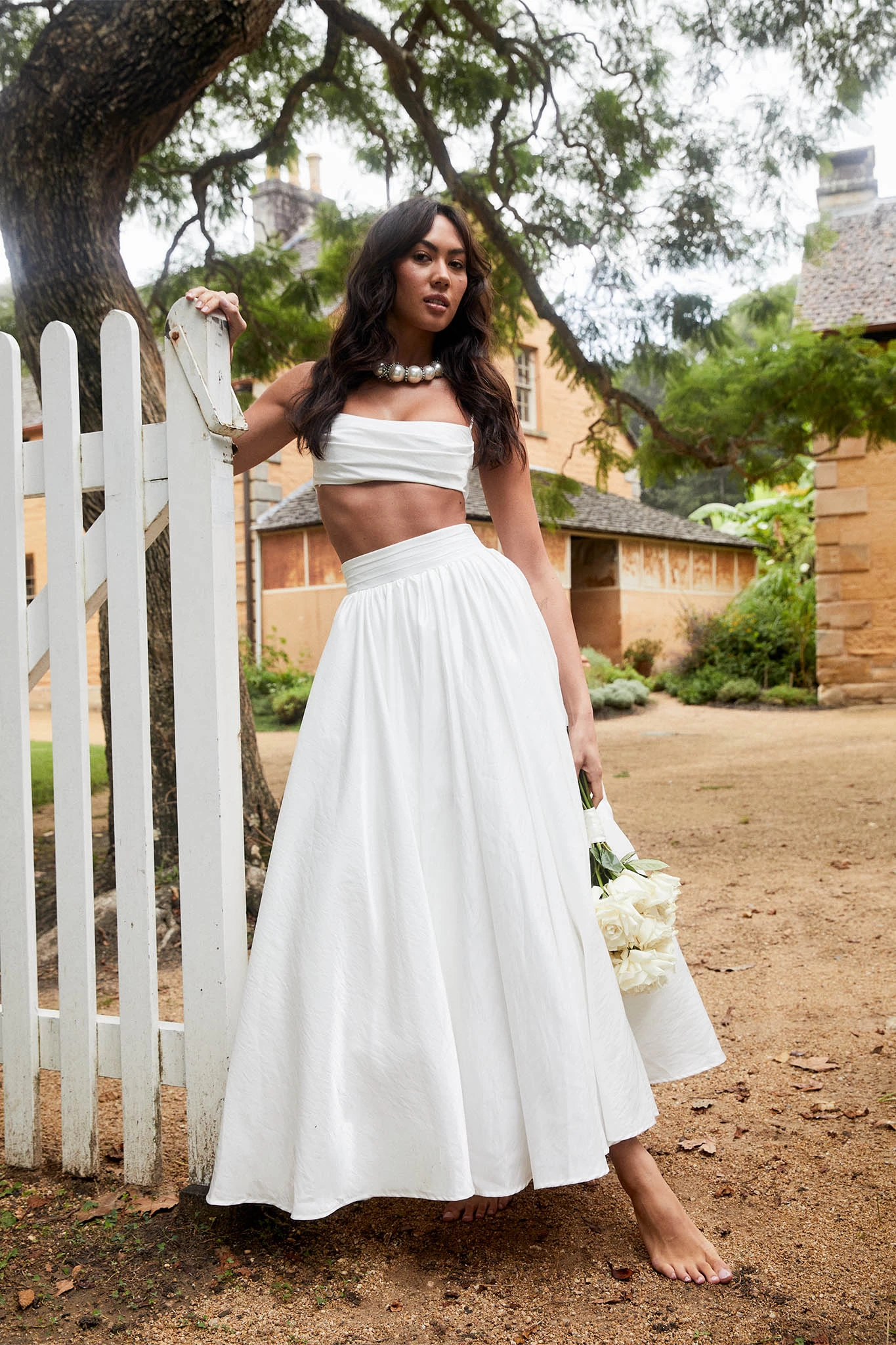 Love Songs Tied Back Maxi Skirt White - Image 6