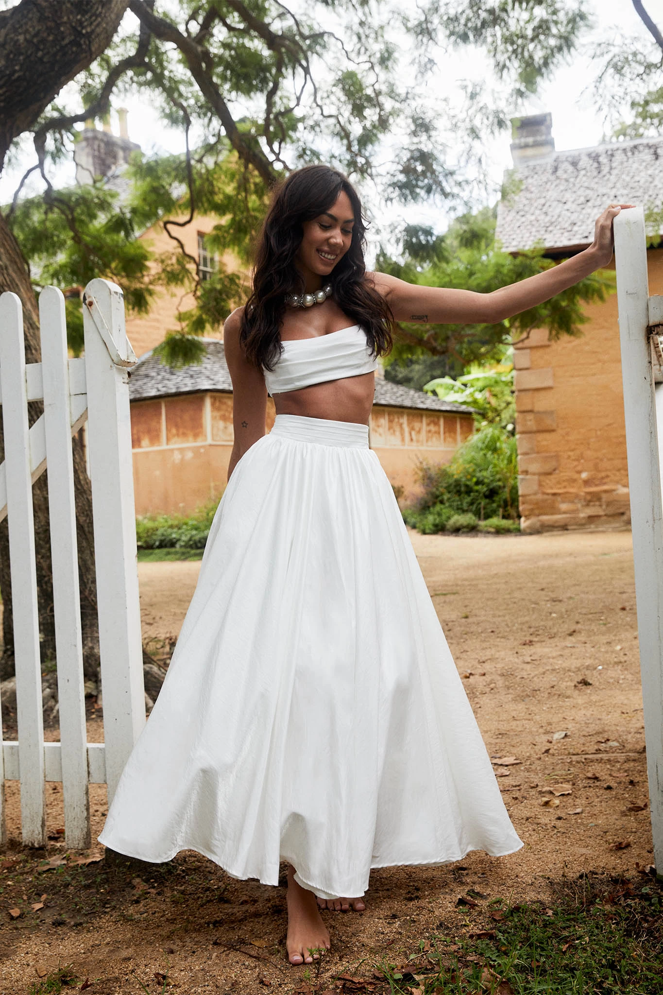 Love Songs Tied Back Maxi Skirt White - Image 8