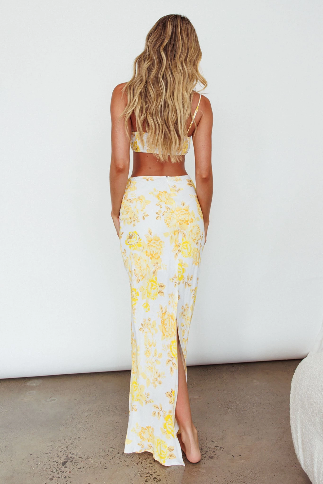 The Moment Satin Maxi Skirt Floral Yellow - Image 2