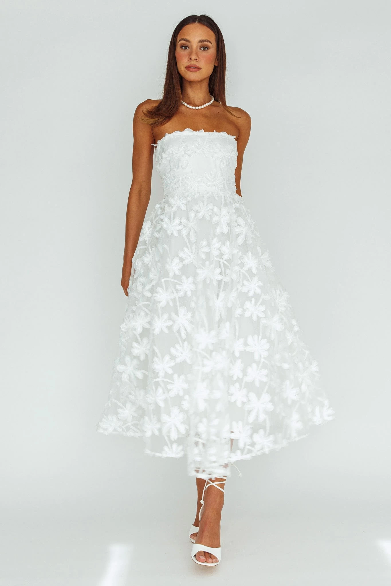 Dori Floral Embellished Midi Dress White - Image 5