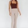 Sabria Mid-Rise Flare Pants Beige