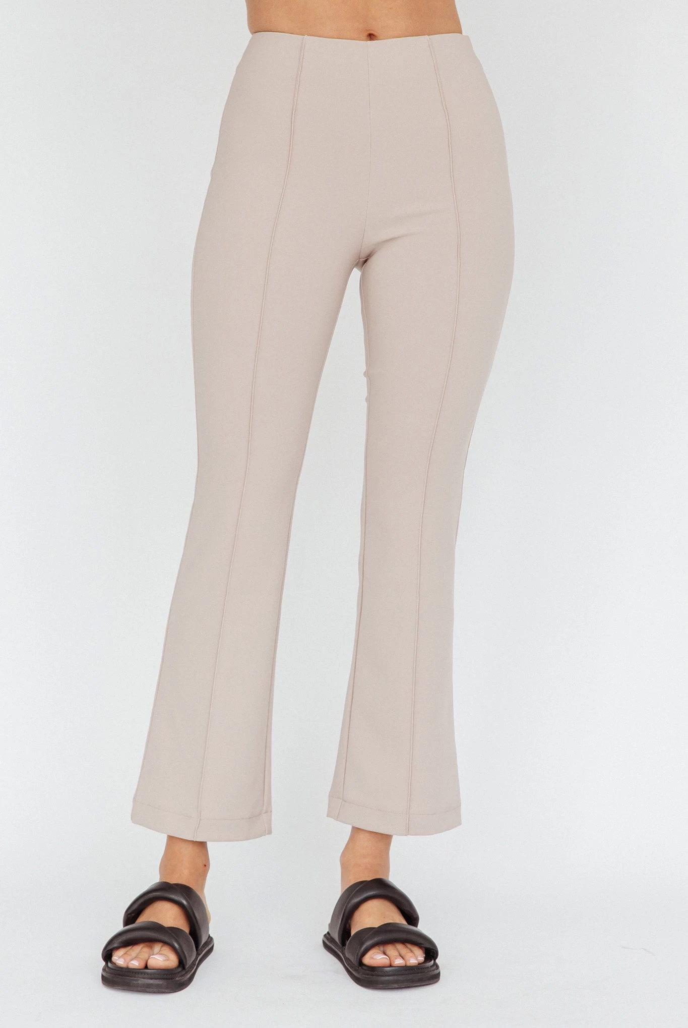 Sabria Mid-Rise Flare Pants Beige - Image 4