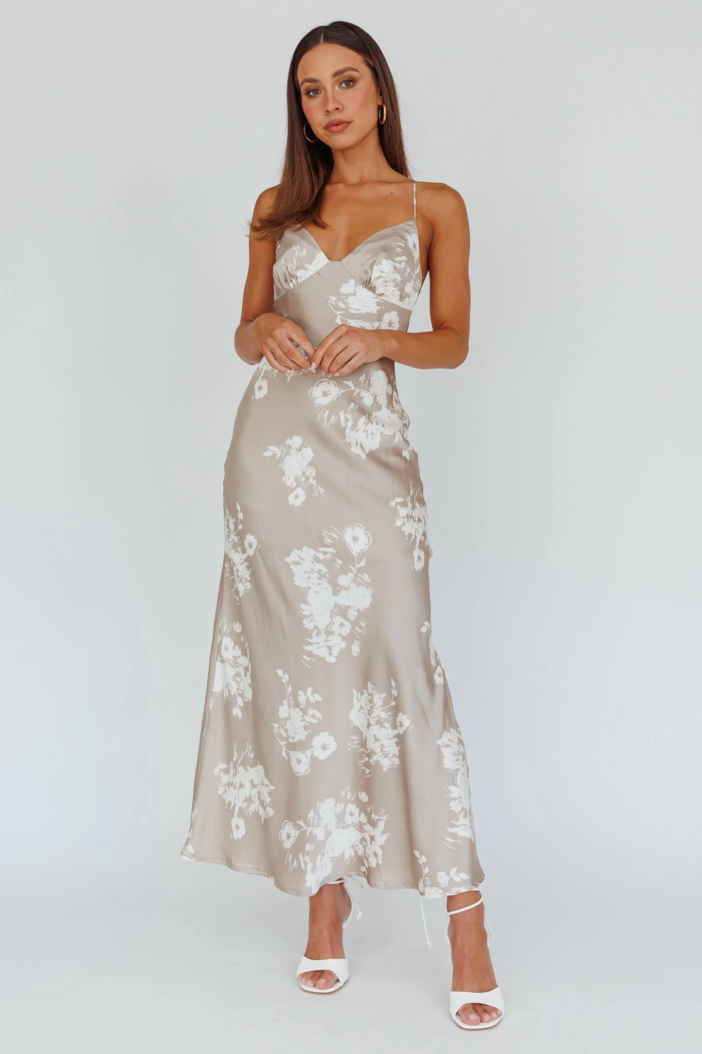 Lyndel Tied Back Slip Midi Dress Grey - Image 5