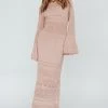 Gail Long Sleeve Crochet Maxi Dress Blush