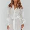 Sady Long Sleeve Shirt Mini Dress White