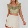 You Got It Tied Ruffle Skort Natural