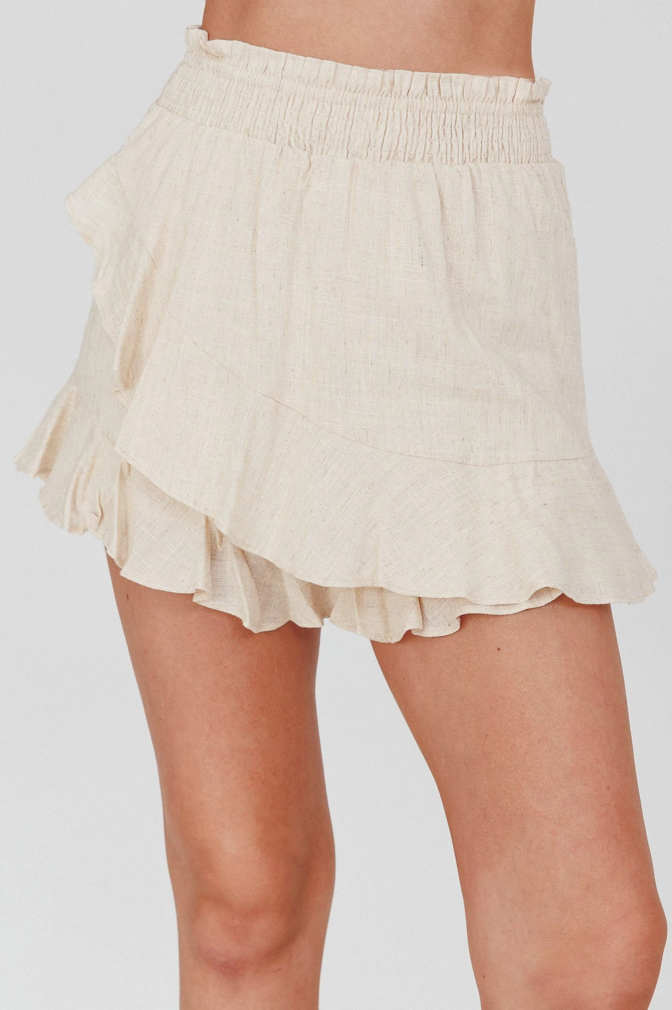 You Got It Tied Ruffle Skort Natural - Image 4
